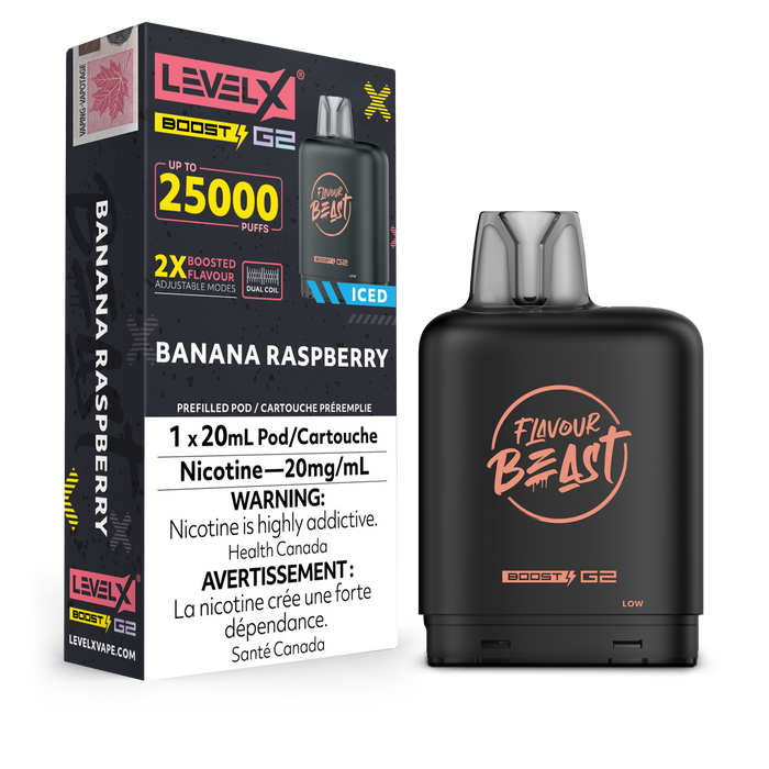 Flavour Beast Level X Boost 25K Pod - Banana Raspberry Ice