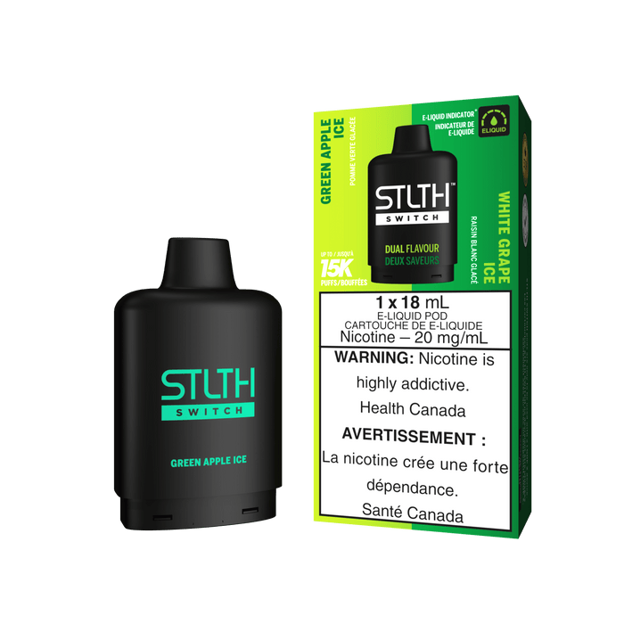 STLTH Loop Switch 15K Pod - Green Apple Ice and White Grape Ice