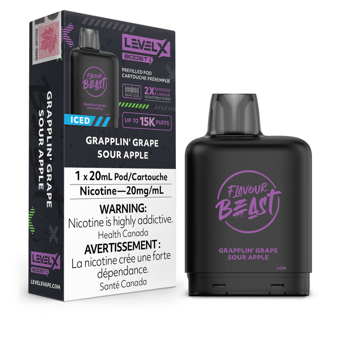 Flavour Beast Level X Boost 25K Pod - Grapplin' Grape Sour Apple Iced
