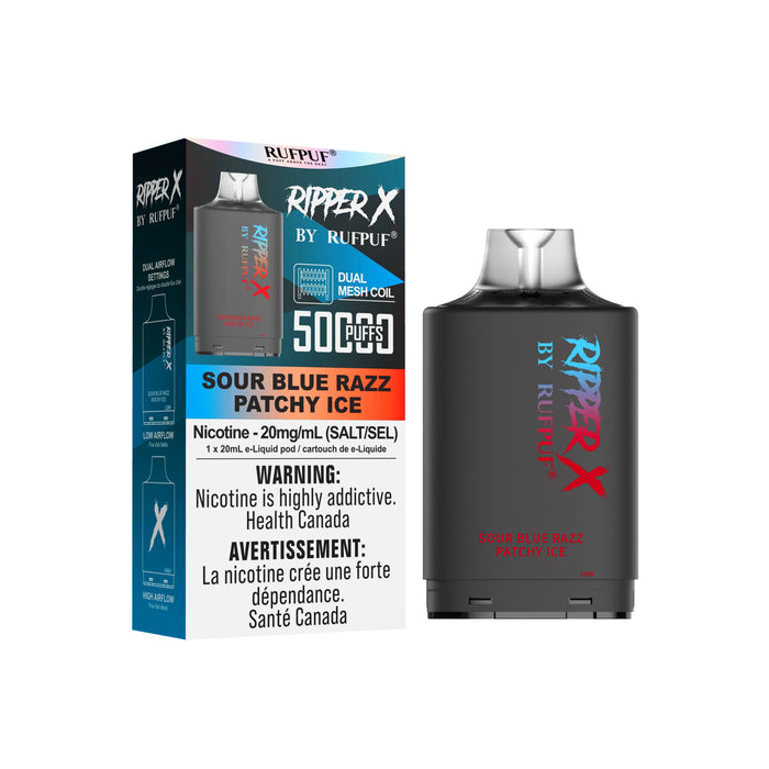 Ripper X 50K Pod - Sour Blue Razz Patchy Ice