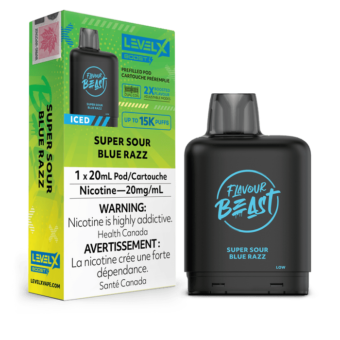 Flavour Beast Level X Boost 25K Pod - Super Sour Blue Razz Iced