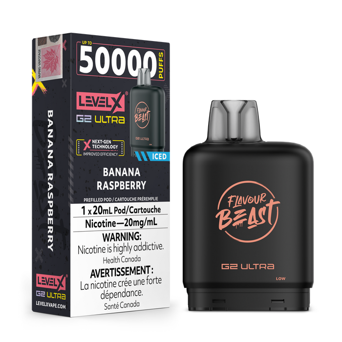 Flavour Beast Level X 50K Pod - Banana Raspberry Iced