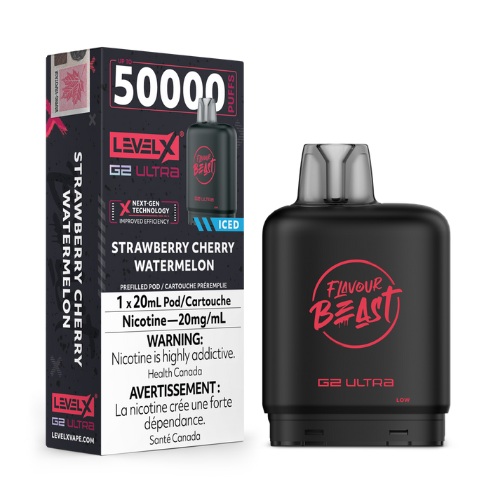 Flavour Beast Level X 50K Pod - Strawberry Cherry Watermelon Iced