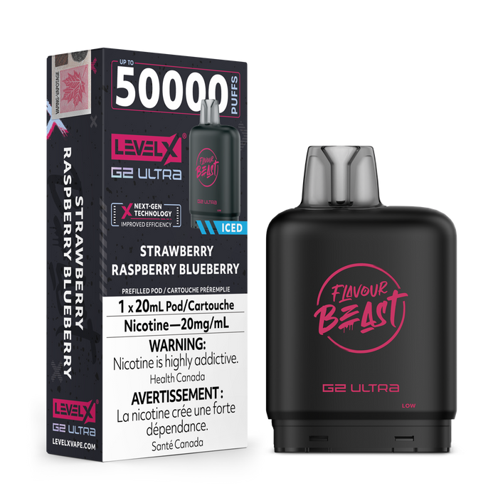Flavour Beast Level X 50K Pod - Strawberry Raspberry Blueberry Iced
