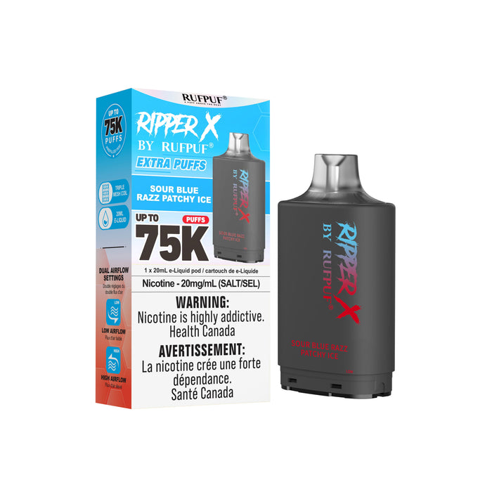 Ripper X 75K Pod - Sour Blue Razz Patchy Ice