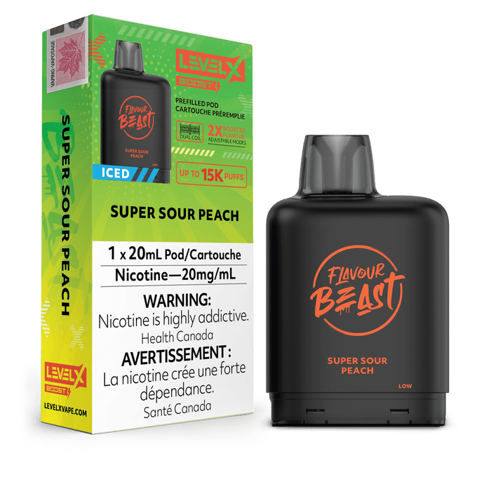 Flavour Beast Level X Boost 15000 Pod - Super Sour Peach Iced